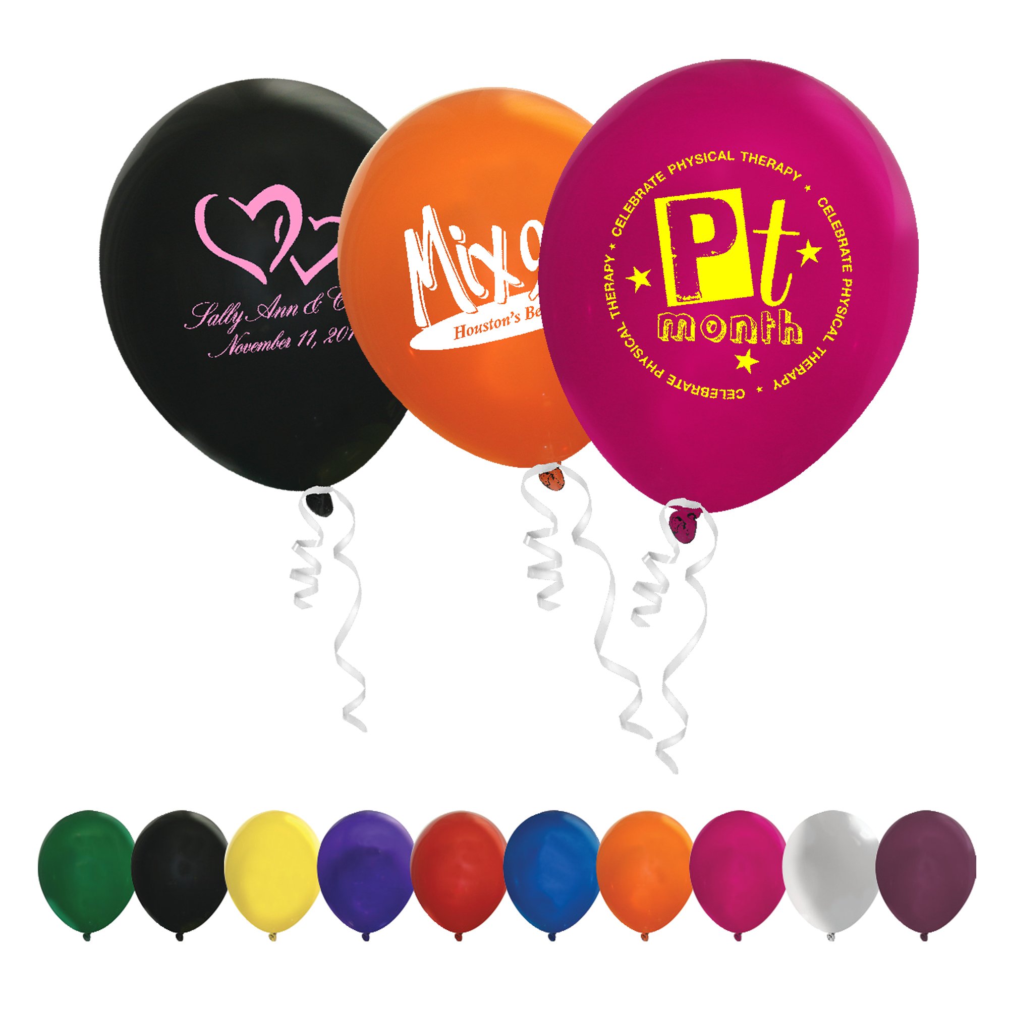 Inflate your brand message with these custom Crystal Balloons. These 11" balloons provide a large imprint area and are available in a colour for every occasion.