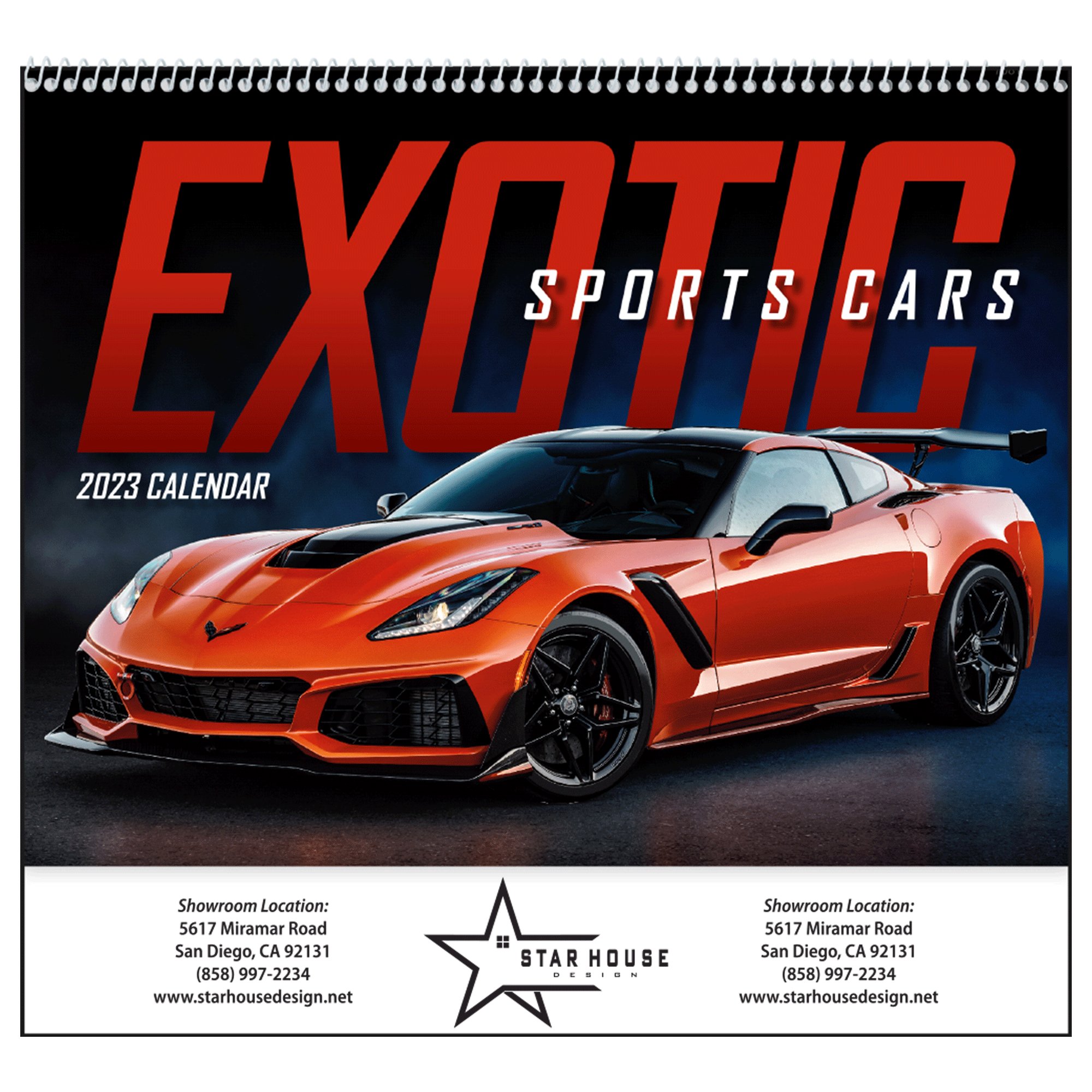 2023 Car Calendar Promotional Good Value™ Exotic Sports Cars Calendar (Spiral) | Perfect Pen