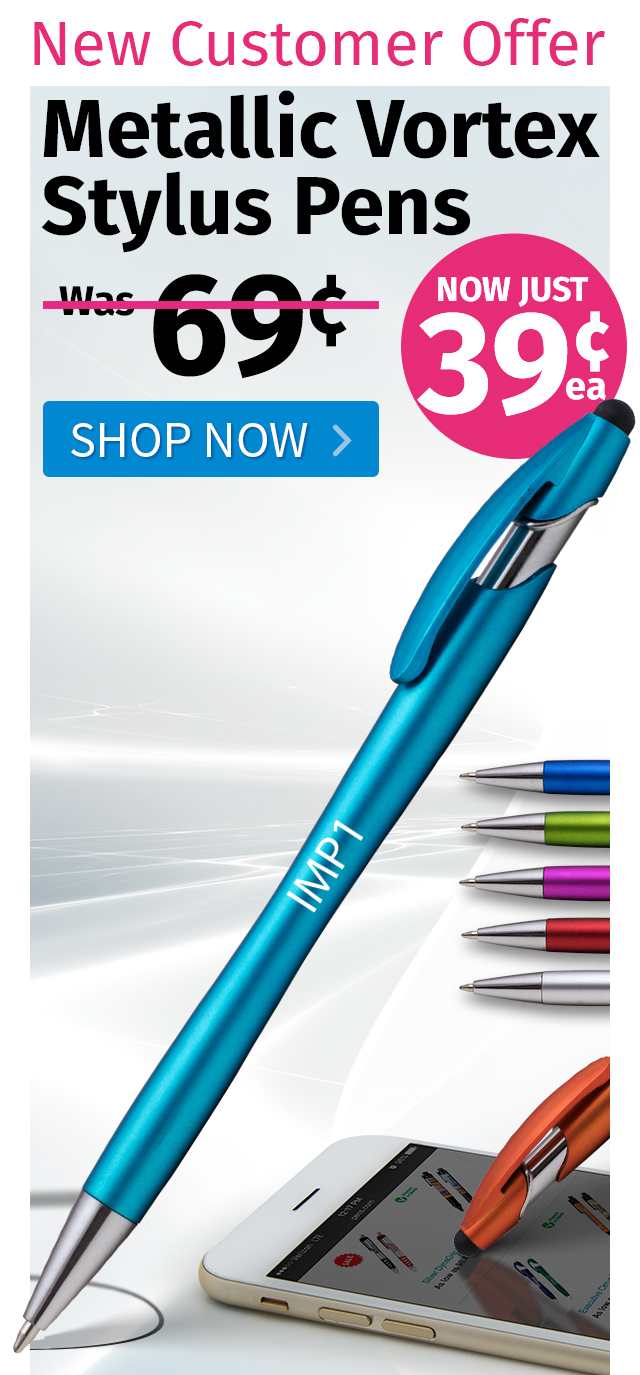 Metallic Vortex Stylus Pens for only 39¢ each!