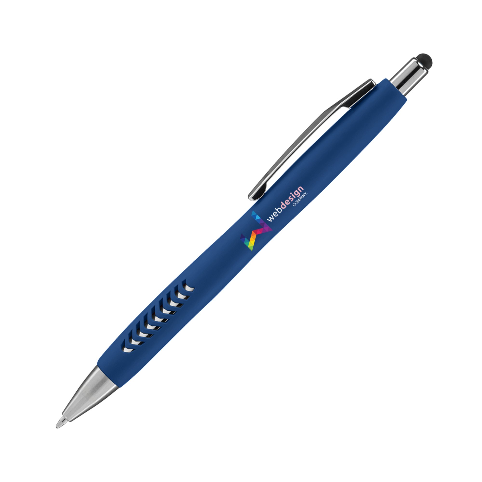 Promotional Full Color Inkjet Soft Touch Basilia Pen with Stylus Top
