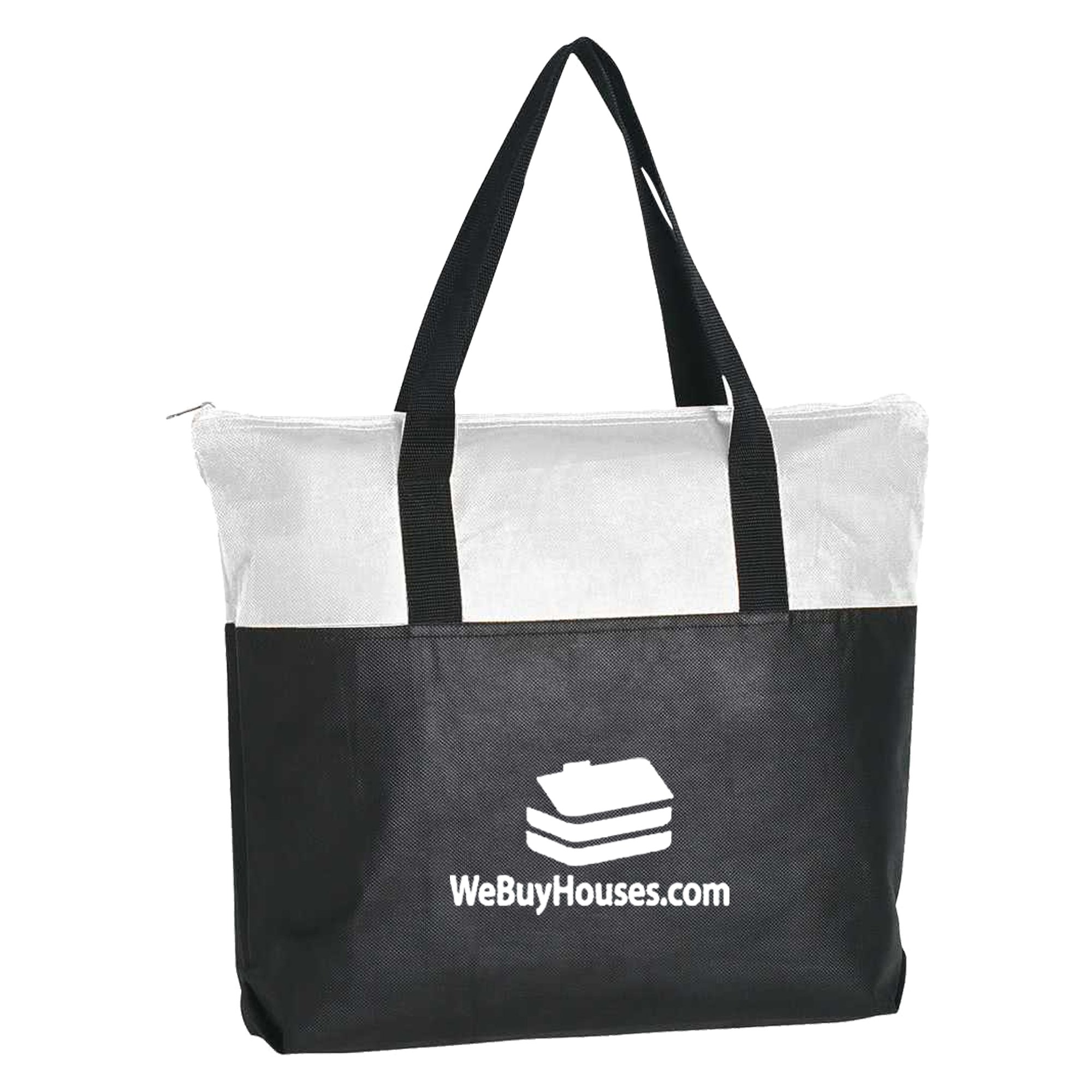 Custom Large Black Tote Bag with Zippered Top | National Pen