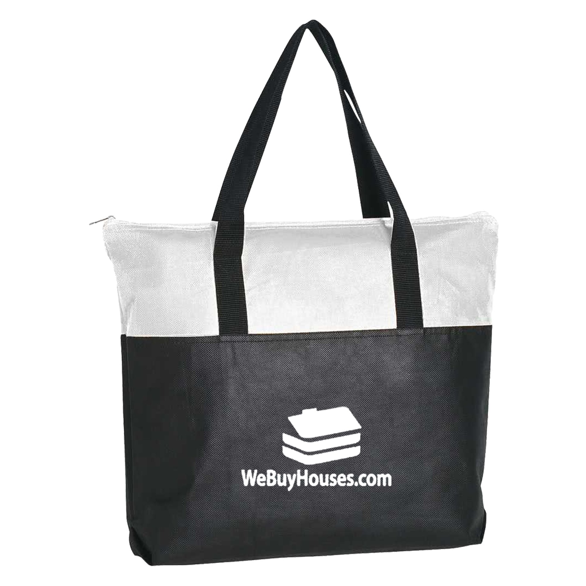 Custom Large Black Tote Bag with Zippered Top National Pen