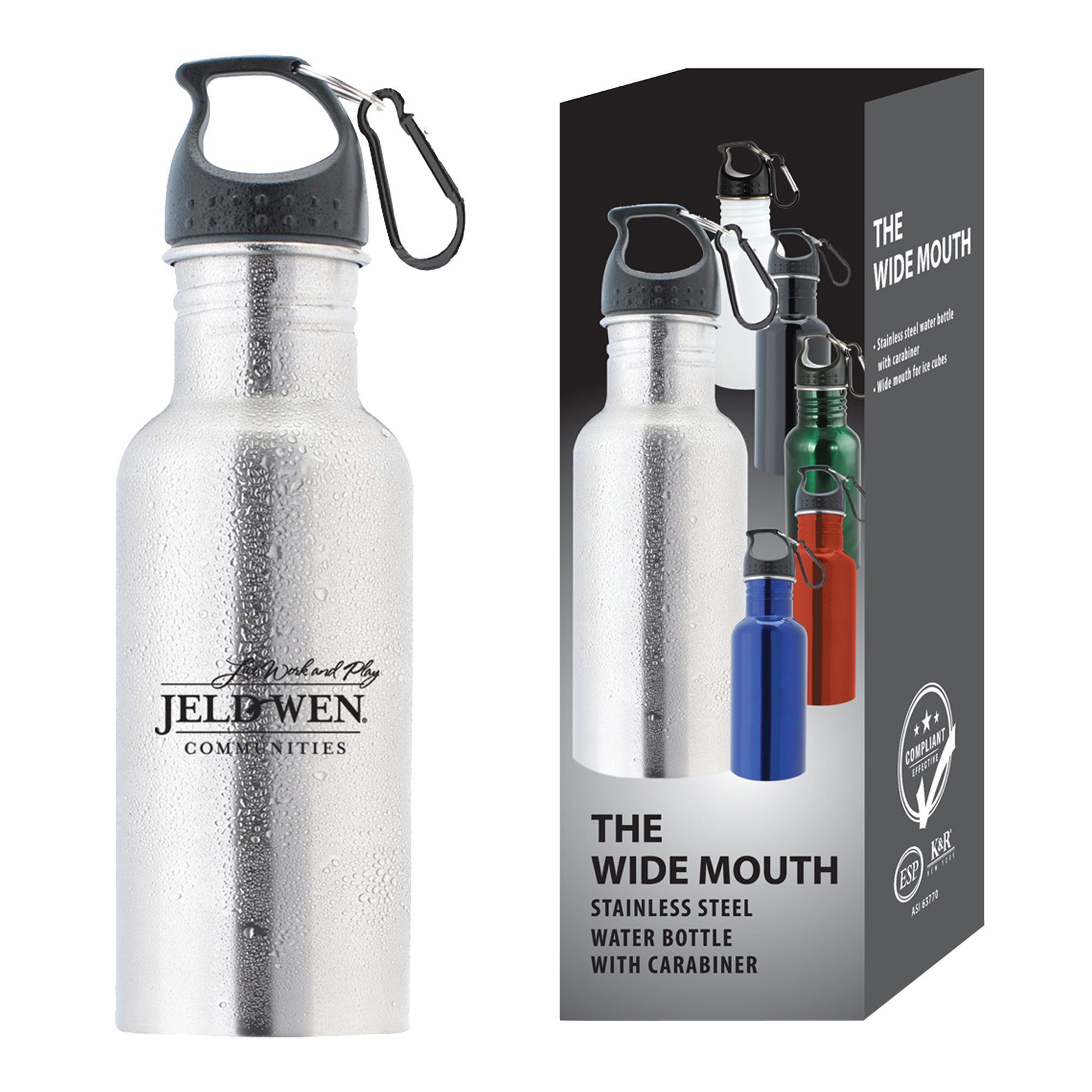 Double Walled Powder-Coated Sweat Proof Thermos - 3 Size and 8 Color Options Vacuum Insulated Carabiner Clip Day 1 Fitness Stainless Steel Water Bottle Standard Mouth 16 oz, 24 oz, or 32 oz 