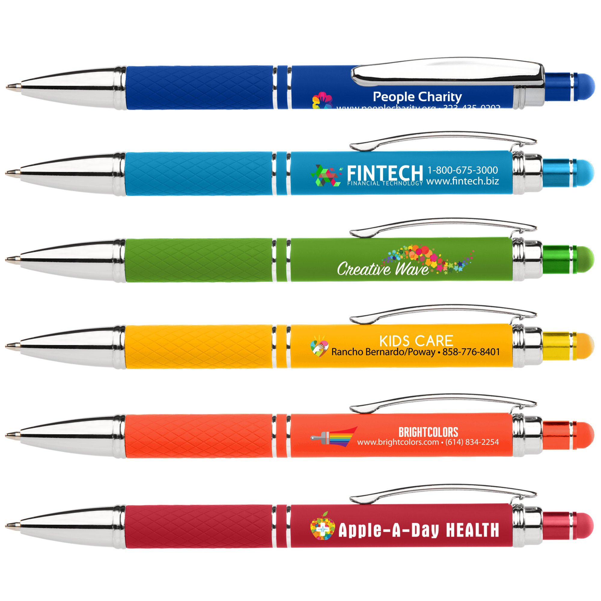 Metal Ballpoint Pen Rainbow Fluorescent Green Kids Stationery Advertising Pens 