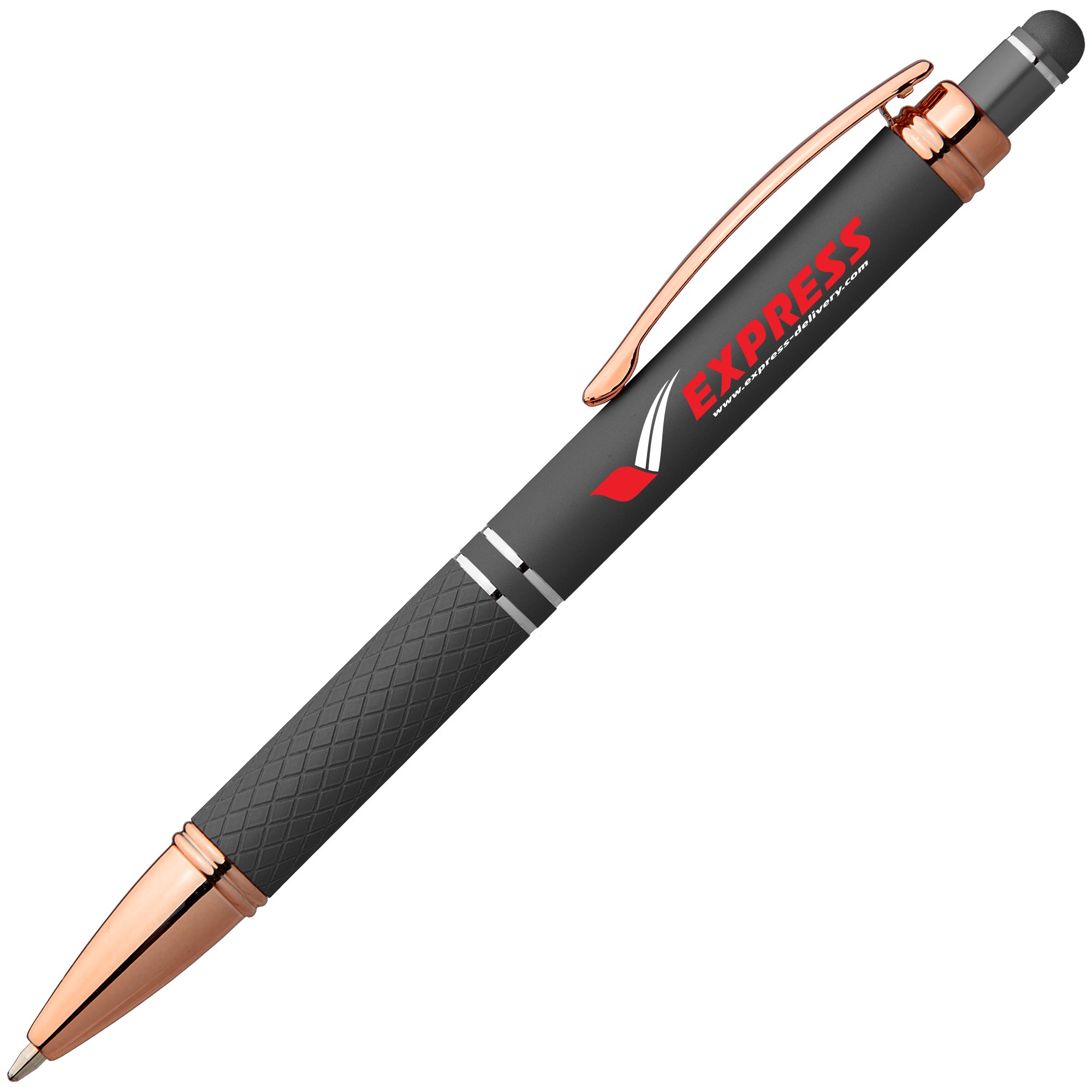 Promotional Full Colour Mineral Diamond Pen with Rose Gold Trim